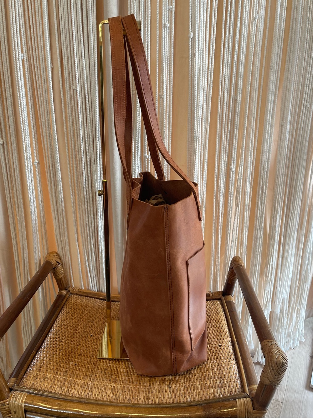 Parker Clay Leather Tote bag Rust Brown classic Open Top design - Picture 8 of 16